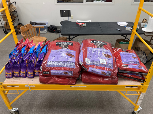 Image of bags of pet food ready for shipment