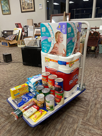 Image of a cart load of donated goods
